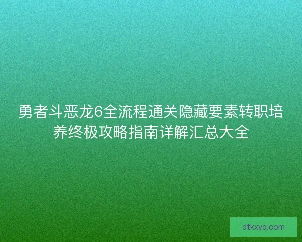 勇者斗恶龙6全流程通关隐藏要素转职培养终极攻略指南详解汇总大全